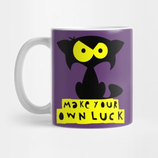 Funny black cat T-shirt – Make your own luck (Mozart) – purple Mug